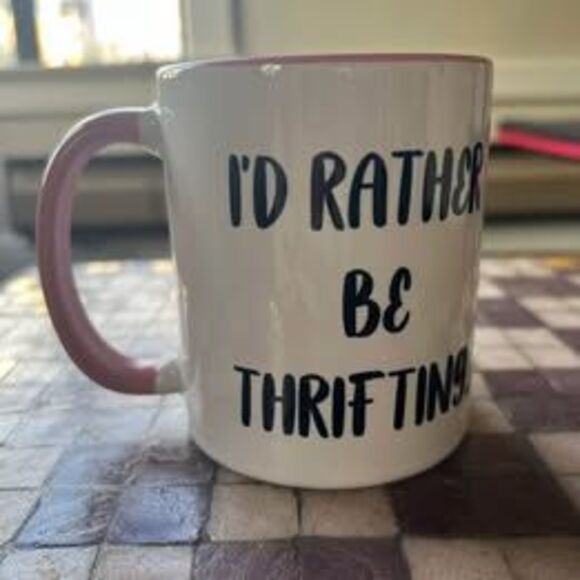 Fun Thrifting White and Pink Coffee or Tea Mug - Picture 2 of 2